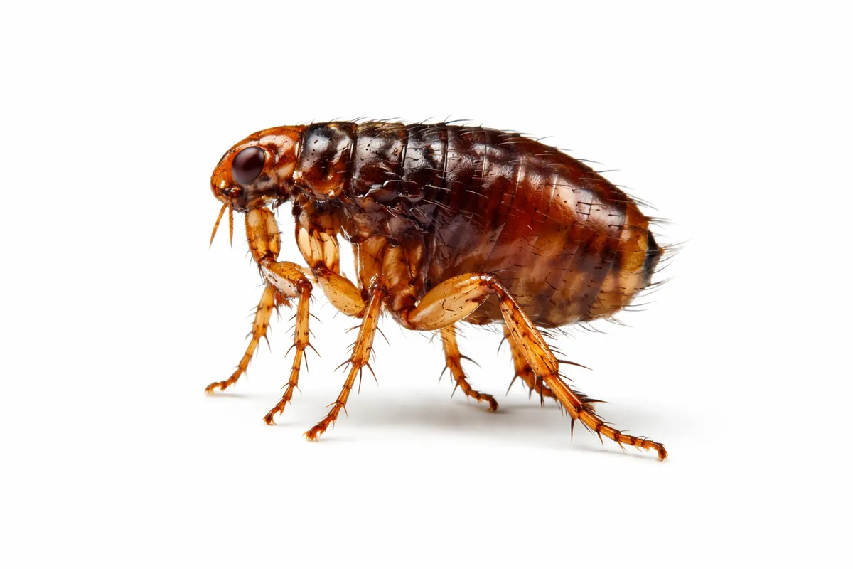 Close-up photo of a flea for identification